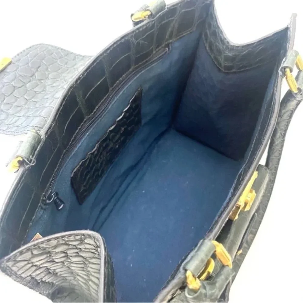 Dooney & Bourke Women’s Blueish/Black Croc Embossed Satchel